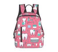 Backpack Teeth Dental Seamless Pattern Pink Daypack Lightweight Backpacks Computer School Bag for Work College Student