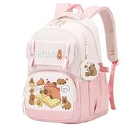 Backpack themed around Capybara for Children, Large Capacity, Lightweight Rucksack for Students, Cute and Fashion School Bag for Boys and Girls (Pink)