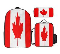 Backpack Three-Piece Set Canada National Flag Travel Laptop Backpacks Work Bag Lightweight Laptop Bag Business Backpack Water-Resistant School Rucksack Gift For Men And Women Fits 17-Inch