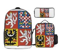 Backpack Three-Piece Set Czech Republic National Emblem Travel Laptop Backpacks Work Bag Lightweight Laptop Bag Business Backpack Water-Resistant School Rucksack Gift For Men And Women Fits 17-Inch
