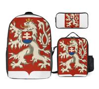 Backpack Three-Piece Set Czechoslovakia Flag Laptop Backpacks Schoolbag Bookbag Travel Bag Casual Daypack With Chest Strap For Boys Girls Children