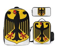 Backpack Three-Piece Set German Federation National Emblem Travel Laptop Backpacks Work Bag Lightweight Laptop Bag Business Backpack Water-Resistant School Rucksack Gift For Men And Women Fits 17-Inch