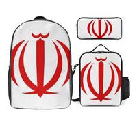 Backpack Three-Piece Set Iran Islam National Emblemteenage Boy Girl Unisex Multifunctional School Bag Backpackstravel