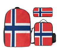 Backpack Three-Piece Set Norway National Flag Travel Laptop Backpacks Work Bag Lightweight Laptop Bag Business Backpack Water-Resistant School Rucksack Gift For Men And Women Fits 17-Inch