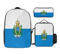 Backpack Three-Piece Set San Marino National Flag Kids For Girls Backpacks With Lunch Bag Lightweight Bookbag Set For Elementary And Middle School Travel