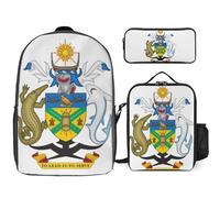 Backpack Three-Piece Set Solomon Islands National Emblem Kids For Girls Backpacks With Lunch Bag Lightweight Bookbag Set For Elementary And Middle School Travel