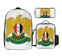 Backpack Three-Piece Set Syrian Arab Republic National Emblemteenage Boy Girl Unisex Multifunctional School Bag Backpackstravel
