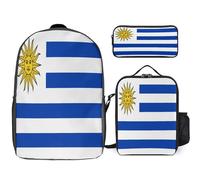 Backpack Three-Piece Set Uruguay East Coast National Flag Travel Laptop Backpacks Work Bag Lightweight Laptop Bag Business Backpack Water-Resistant School Rucksack Gift For Men And Women Fits 17-Inch