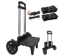 Backpack Trolley, Wheeled Cart Aluminum Alloy,Luggage Cart with 2 Large Tank Wheels,Folding Hand Truck with Luggage Straps for Bags,Lunch Backpack,Golf Bag,Teenagers,Adults,School,Travel