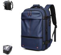 Backpack, Vacuum Backpack Travel 60L Expandable Multi-Pocket Water Carry Backpack With Lock Padded Breathable Zipper Backpack For Travel Area For Men Business(Blue,Manual Press)