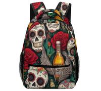 Backpack Vintage Day of Dead Sugar Skulls Roses Flowers Cactus Rucksack Durable Daypack Men and Women Backpacks for Work Laptop School