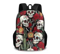 Backpack Vintage Day of Dead Sugar Skulls Roses Flowers Cactus Rucksack Lightweight Daypack Durable Pack Back for Laptop Student College