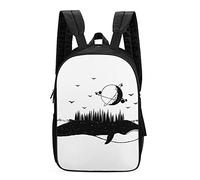 Backpack Whale Planet Seagull Printed Rucksack Men and Women School Bag Durable Daypack for School Work Student