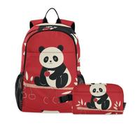 Backpack With Lunch Bag Crazy Ranch Panda Cherry Red age 8-10 years old