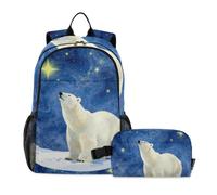 Backpack With Lunch Box Boys White Polar Bears under The Stars 9-10 years | Boys Backpacks And Lunch Box