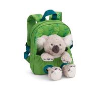 Backpack with soft toy 21x26cm koala 25cm green - Removable cuddly fluffy plush, Kindergarten Backpack with stuffed animal for 2-5-year-old boys & girls - 61744