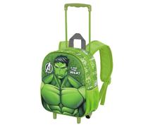 Backpack with Trolley Backpack with Embossed Images for School Kindergarten 34cm Bag with Wheels and Extendable Handle 3D Figure, Hulk, 34 cm, Backpack kindergarten trolley