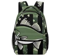 Backpack Wobass Fishing Hunting Camo Camo American Flag School Bag Durable Pack Back Computer Daypack for Travel Laptop School