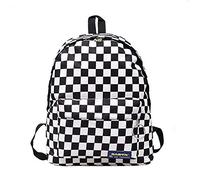 Backpack Women Men Unisex Lattice Backpack New Trend Checkerboard Teenager School Bag Couples Back Pack Travel Bag (Color : A)
