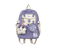 Backpack Womens School Bag, With Five-Pointed Star Pendant, Canvas Y2k Backpack With Multi-Pockets, Large Capacity Cute Kawaii Backpacks, Girls Rucksack for Teenage Secondary Primary Middle (Purple)