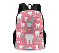 Backpack Woteeth Dental Seamless Pattern Pink School Bag Computer Daypack Casual Backpacks for College Travel Laptop