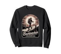 Backpacker Crossing Outdoor Hiking Nature Adventure Design Sweatshirt