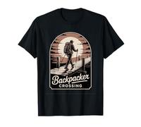 Backpacker Crossing Outdoor Hiking Nature Adventure Design T-Shirt