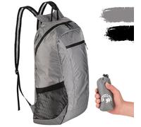 Backpacker's Journey Foldable Rucksack 22 L / 28 L - Ultralight, Packable & Waterrepellent Daypack - Lightweight Fold-Away Backpack for Travel, Hiking & Everyday Use (grey 28L)