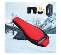 Backpacking Sleeping Bag, 90% White Duck Down -15°C-10°C, Ultralight Sleeping Bag Includes Travel Pillow, Camping Hiking Sleep Essentials Gear Accessories,red-1800g