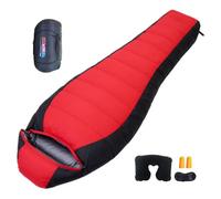 Backpacking Sleeping Bag, 90% White Duck Down -15°C-10°C, Ultralight Sleeping Bag Includes Travel Pillow, for Mountaineering Camping Hiking Outdoor,red-800g