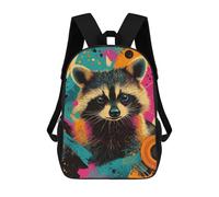 Backpacks,Kids School Backpack,3D Printed Colorful Raccoon Portrait with Vinyl Record Rebel Raccoon Urban Pop Animal Portrait Children Backpacks,Kids Kindergarten Cute Travel Bags Casual Daypack for