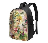 Backpacks Tinker Bell and the Pirate Fairy Tinkerbell Backpack with USB Charging Port Computer Laptop Backpack School College Daypack Bookbag Work Business Rucksack For Teen Men Women Students