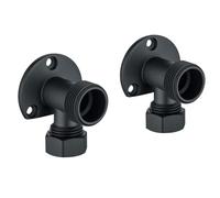 Backplate Wall Elbows, Thickened and Heavy Brass Material, Shower BAR Valve TAP External Pipe Work Wall Mount Backplate Wall Elbows Matte Black