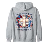 Backprint 4th July Independence Day Veterans Field Be Joyful Zip Hoodie