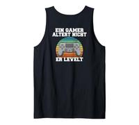 Backprint A Gamer Doesn't Age, he Levels up Tank Top