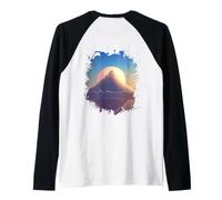Backprint A Lonely Mountain of Candy Cotton with Clouds Raglan Baseball Tee