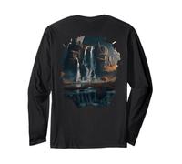 Backprint A Majestic Waterfall in the Midst Untouched Nature Long Sleeve T-Shirt
