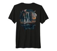 Backprint A Majestic Waterfall in the Midst Untouched Nature Premium T-Shirt