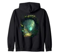 Backprint A path through the magic of the beautiful forest Zip Hoodie