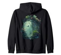 Backprint A path through the magic of the beautiful forest Zip Hoodie