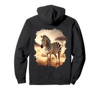 Backprint A Zebra in the savanna Freedom in nature Pullover Hoodie