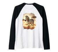 Backprint A Zebra in the Savanna Freedom in Nature Raglan Baseball Tee