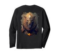 Backprint Armored Lion the Symbol of Strength Long Sleeve T-Shirt