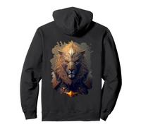Backprint Armored lion the symbol of strength Pullover Hoodie
