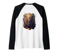 Backprint Armored Lion the Symbol of Strength Raglan Baseball Tee