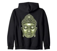 Backprint Buddha Head Siddhartha Gautama Zip Hoodie