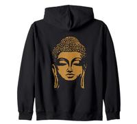 Backprint Buddha Head Siddhartha Gautama Zip Hoodie