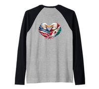 Backprint Cinco de Mayo Mexican American Eagles Heart Raglan Baseball Tee