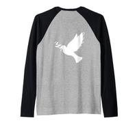 Backprint Dove of Peace with Olive Branch Peace Sign Peace Raglan Baseball Tee