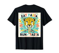 Backprint Eat Pasta Run Fasta Spaghetti Noodle Lovers Fun T-Shirt